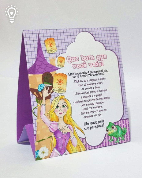 Plaquinha Centro de Mesa Rapunzel - Qualquer Tema - foto 1