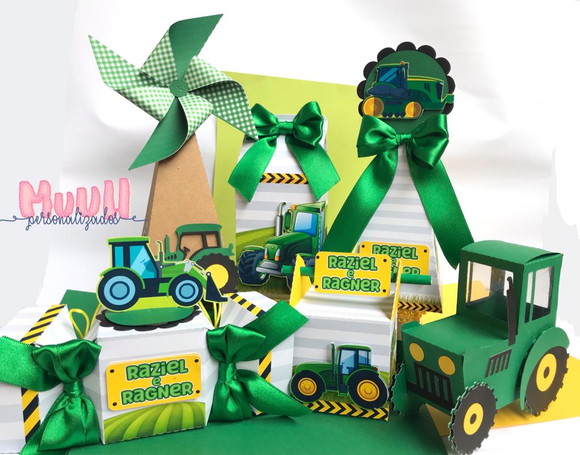 Kit 60 Lembrancinhas Trator Verde - foto 1