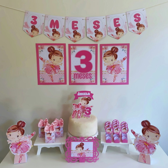 Kit Mesversário Bailarina Personalizados - Só Um Bolinho