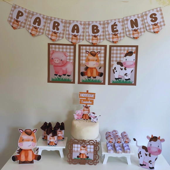 Kit Mesversário Fazendinha Personalizados - Só Um Bolinho