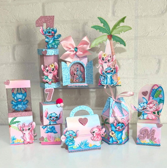 Kit 60 Lembrancinhas Stitch e Angel