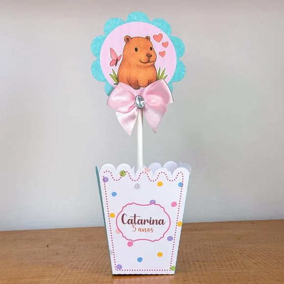 Centro de Mesa Cachepo Capivara Aniversário Infantil