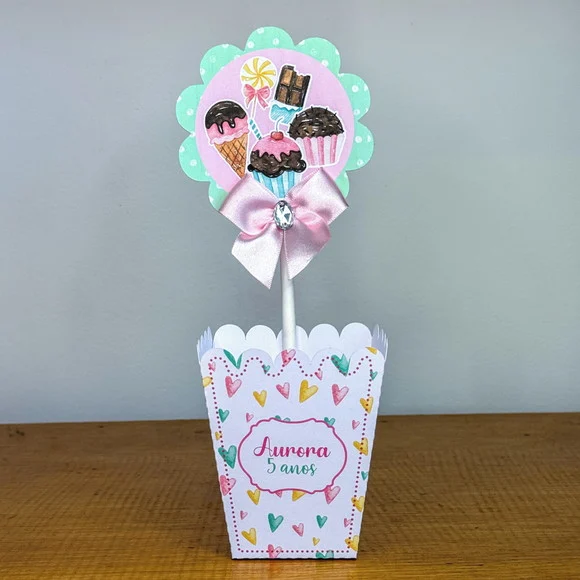 Centro de Mesa Cachepo Confeitaria Aniversário Infantil