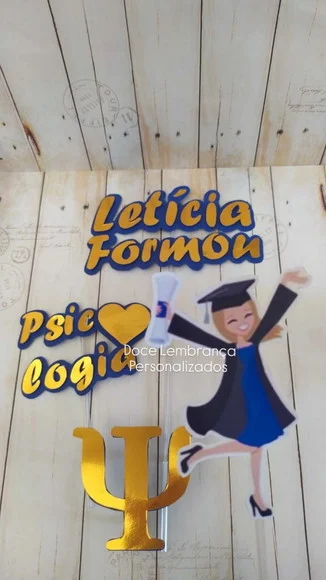 Topper de Bolo Formatura Psicologia 3d Personalizado
