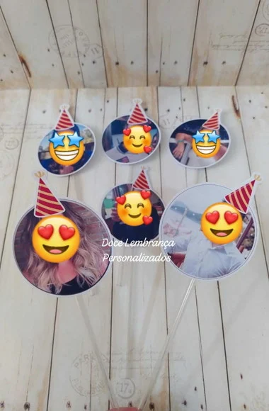 Topper de Bolo com Foto Carinha Chapeuzinho Aniversário