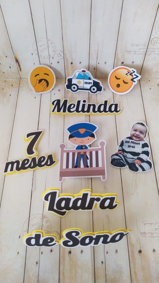 Topper de Bolo Ladra de Sono com Foto Bebê