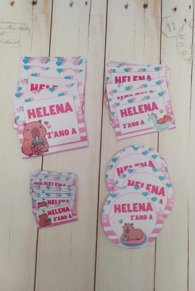 Etiqueta Escolar Capivara Cute 100 Unidades Personalizada - foto 1