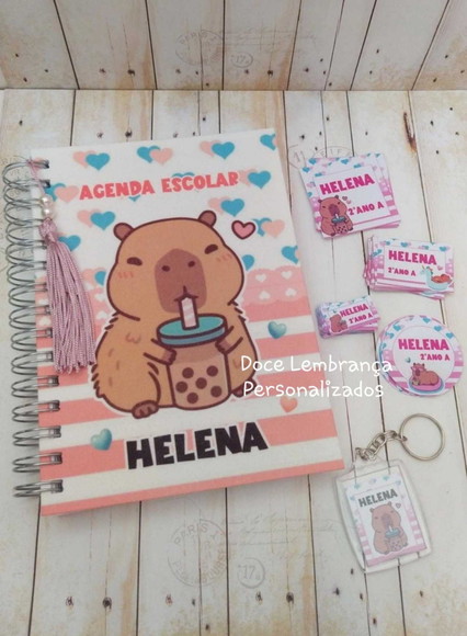 Kit Escolar Agenda e Etiqueta Personalizada Capivara - foto 1