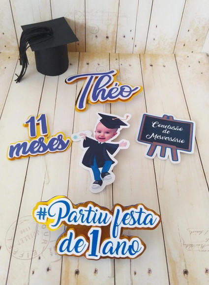 Topper de Bolo Conclusão Mêsversario com Foto