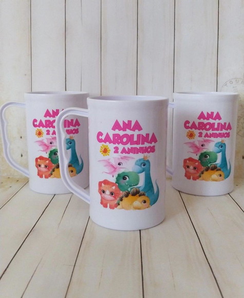 Caneca Acrilica Dinossauro/dino Baby Menina