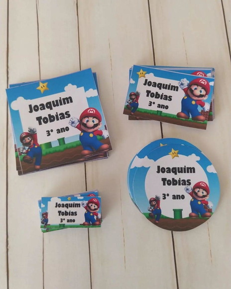 Etiqueta Escolar Super Mario Bros 100 Unidades - foto 1