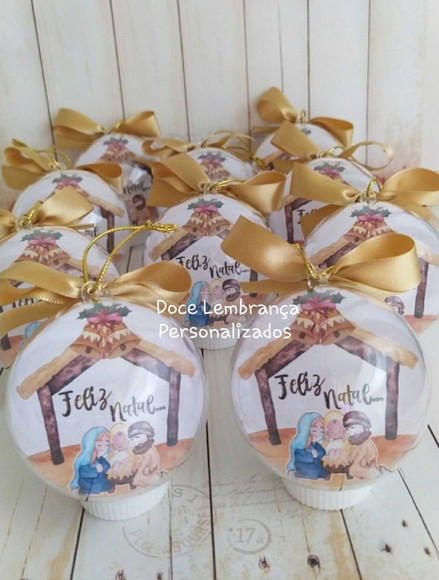 Esfera Bolinha de Natal Religiosa Presépio Menino Jesus