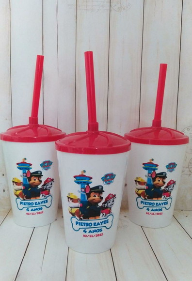 Copo Twister com Canudo Patrulha Canina