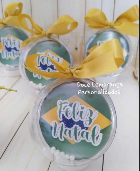 Esfera Bolinha de Natal Personalizada Copa do Mundo Brasil