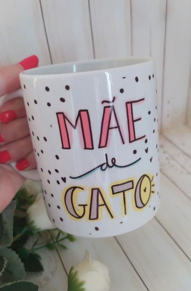 Caneca Porcelana Mãe De Gato/mãe De Pet Com Foto