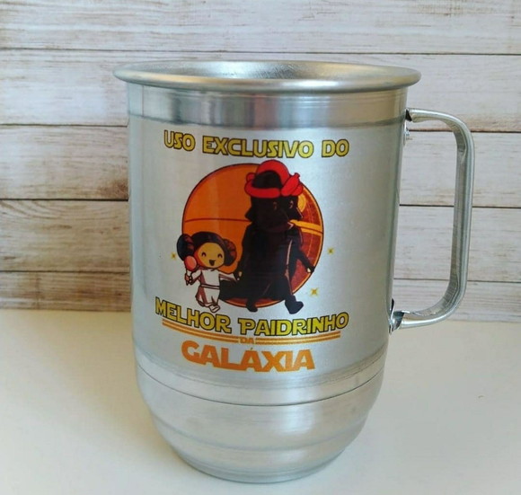 Caneca alumínio personalizada Melhor Padrinho da Galáxia