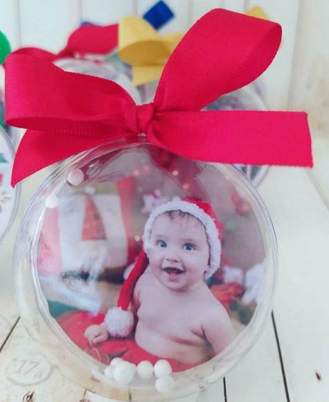 Esfera Bolinha Natal Personalizadas com Foto Bebê